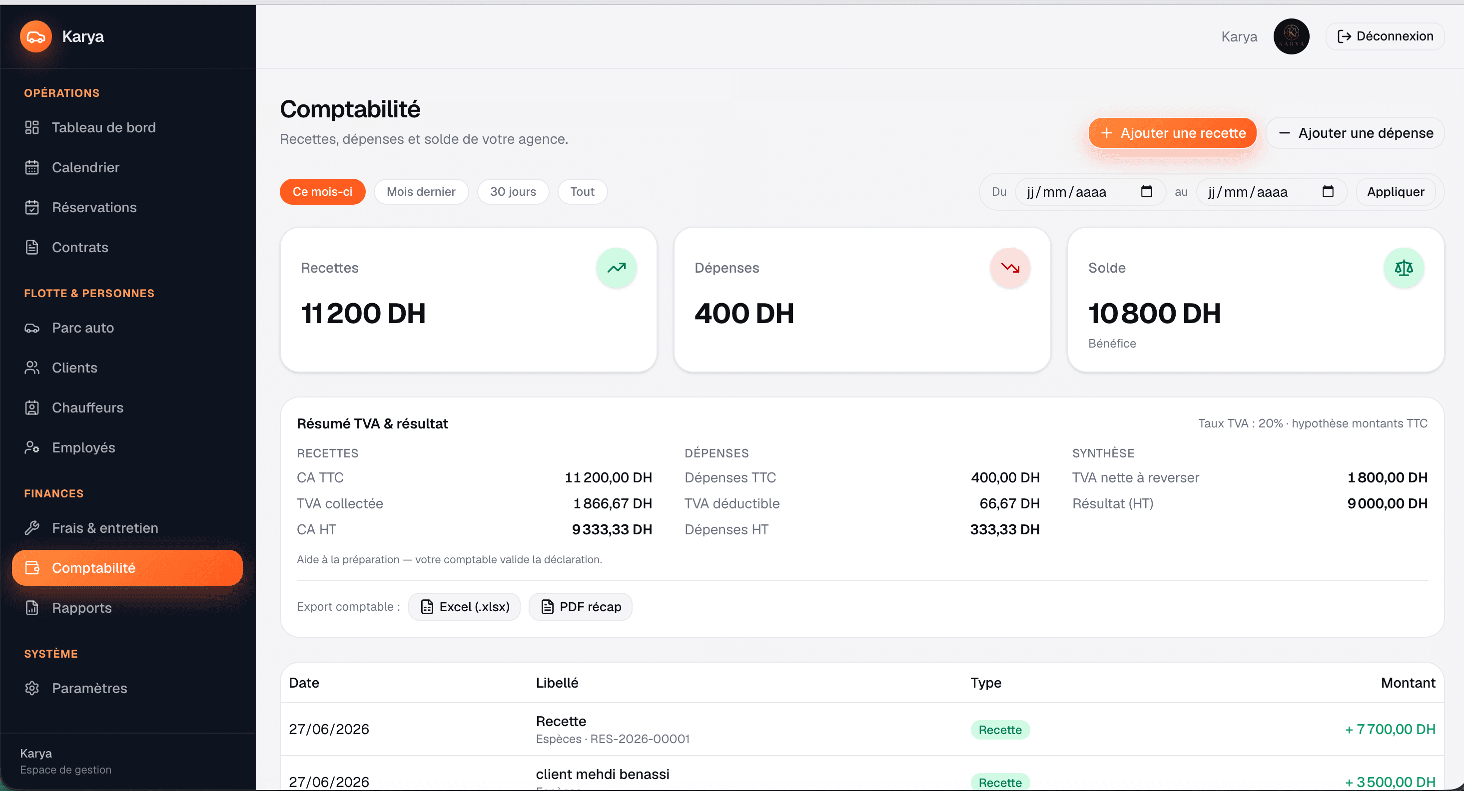 Comptabilité et TVA Karya